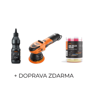 Set pre strojové leštenie laku (Orbitálna leštička + pasta AIO + 5x kotúč)