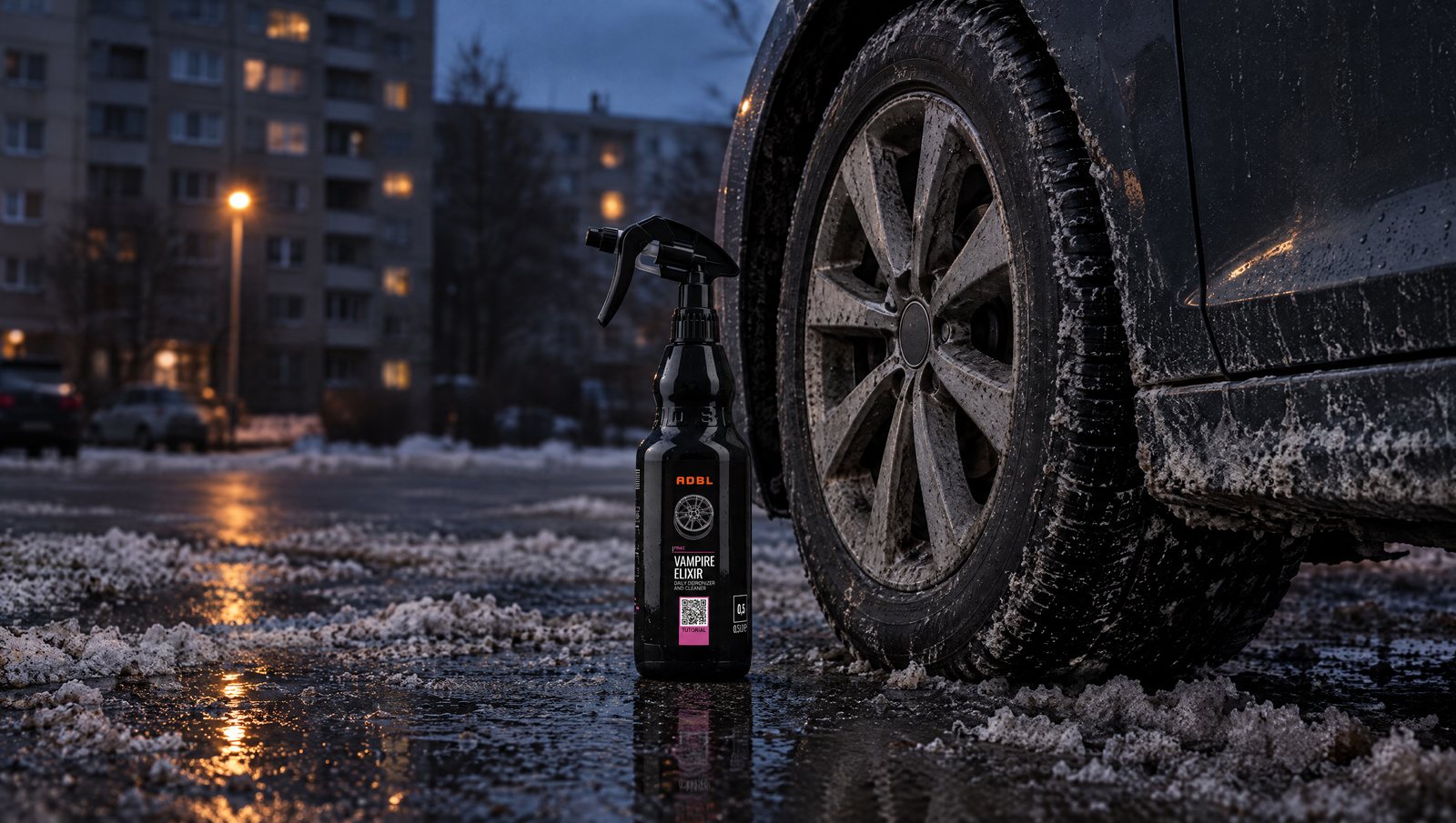 ADBL Vampire Elixir pri zasolenom kolese v zime